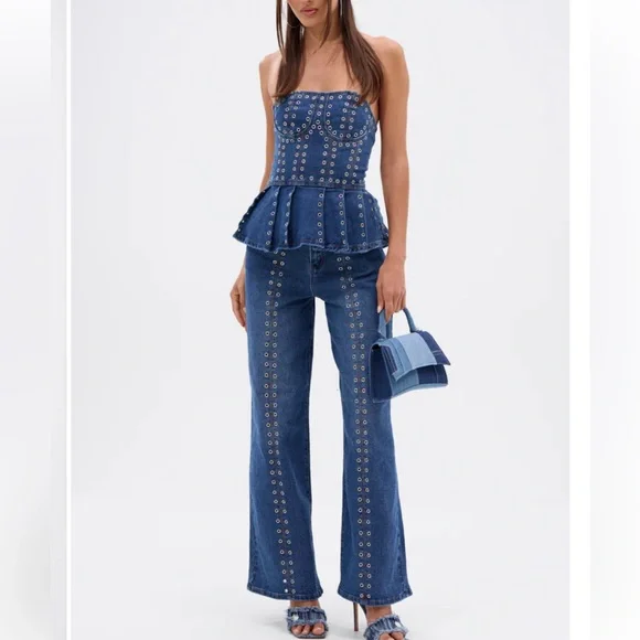 New Akira SOFIA DENIM CORSET WITH GROMMET